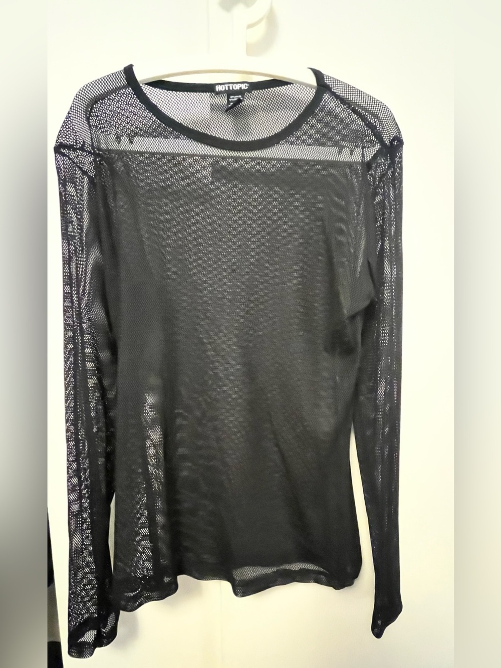 Hot Topic Black Sheer Mesh Long Sleeve Crew Top
